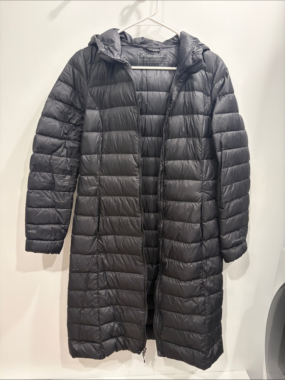Eddie Bauer Women's Long Hooded Down Puffer Coat - Black